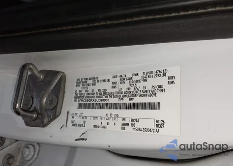 2014 Ford Escape Se from USA, damaged, VIN 1FMCU9GXXEUD28935